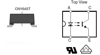 CNY64AGRST, Высоковольтные оптроны в корпусах для поверхностного монтажа, фототранзисторный выход 